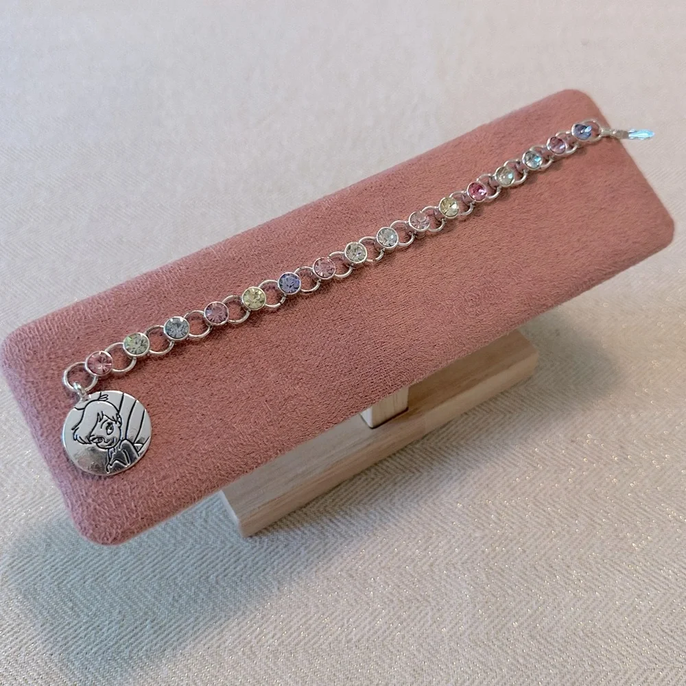 Y2K Vintage Avon Disney Tinkerbell Charm Bracelet Pastel Crystal Rhinestones - Picture 8 of 15